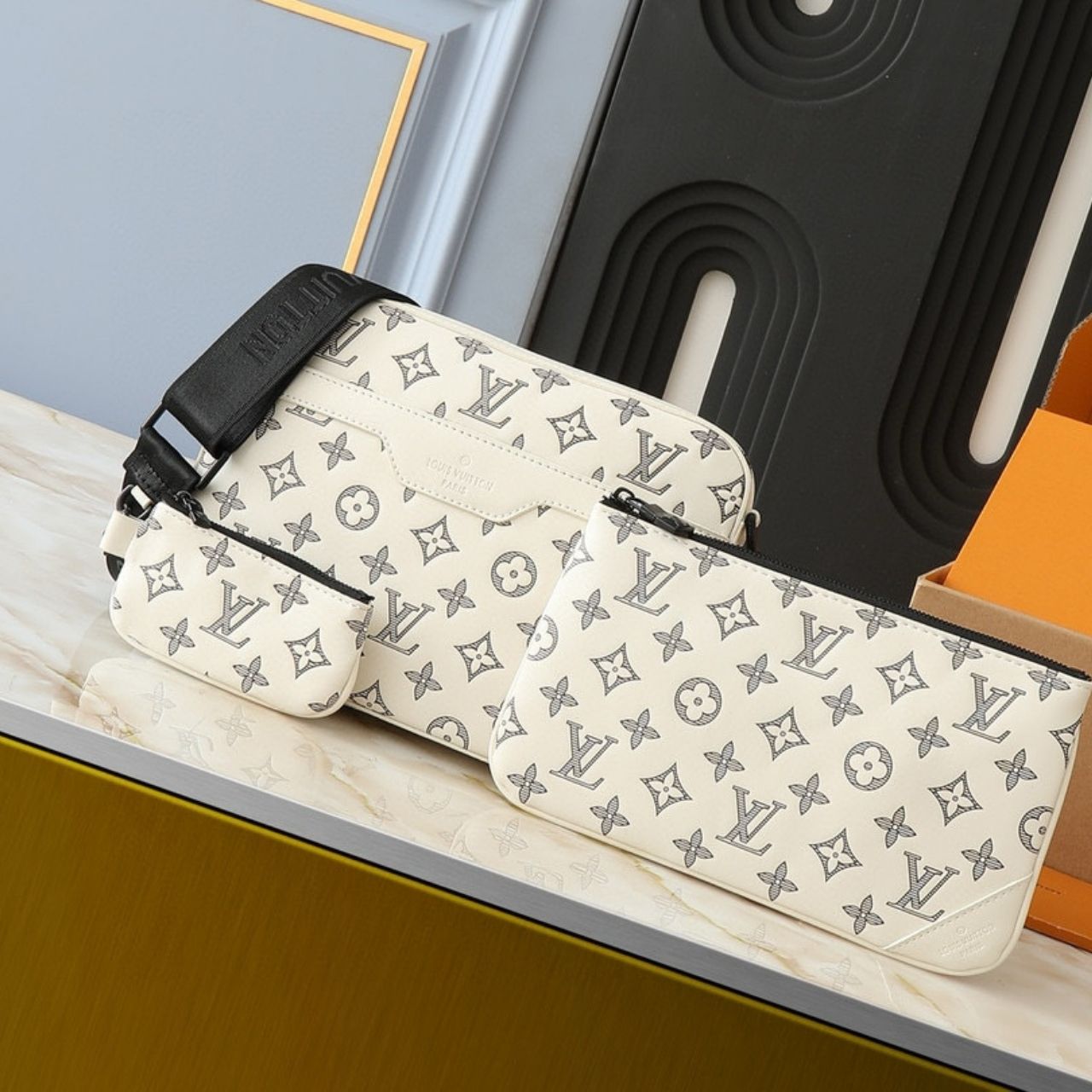 Louis Vuitton Trio Messenger Monogram Shadow White 25cm - Image 5