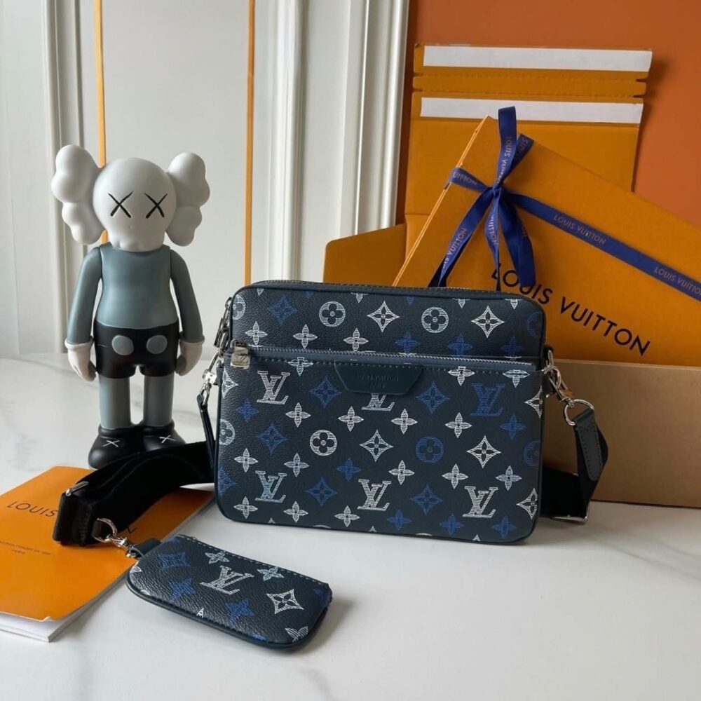 Alternative view of Louis Vuitton Trio Messenger Monogram Shadow Navy Blue 25cm M28618