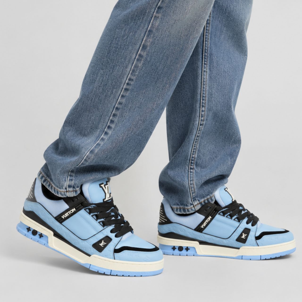 Louis Vuitton LV Trainer Sneaker Monogram Embossed Blue 1AKP6S - Image 2