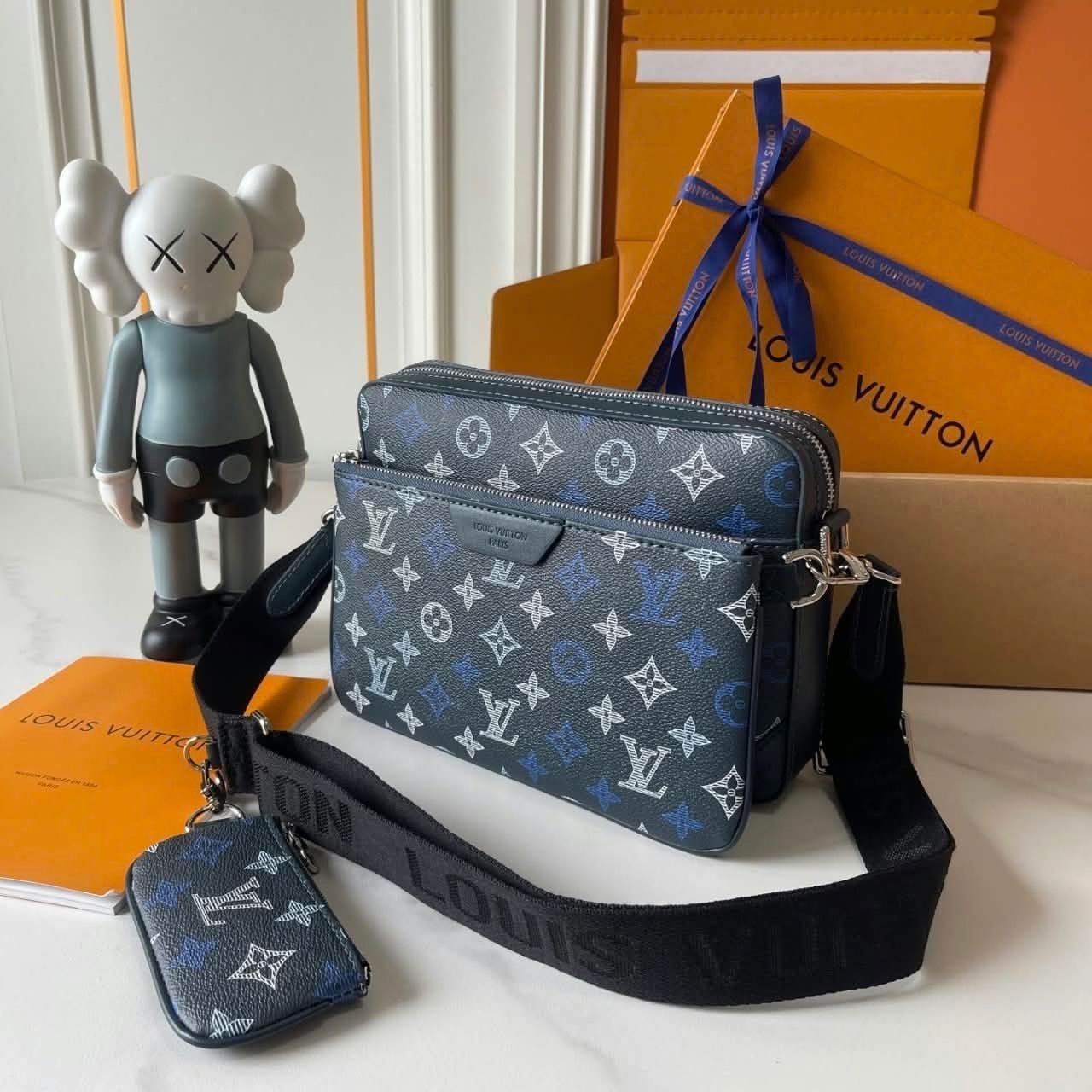 Louis Vuitton Trio Messenger Monogram Shadow Navy Blue 25cm M28618 - Image 3