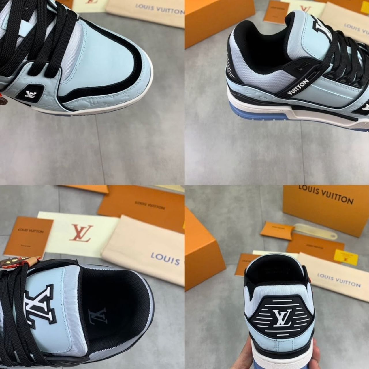 Louis Vuitton LV Trainer Sneaker Monogram Embossed Blue 1AKP6S - Image 10