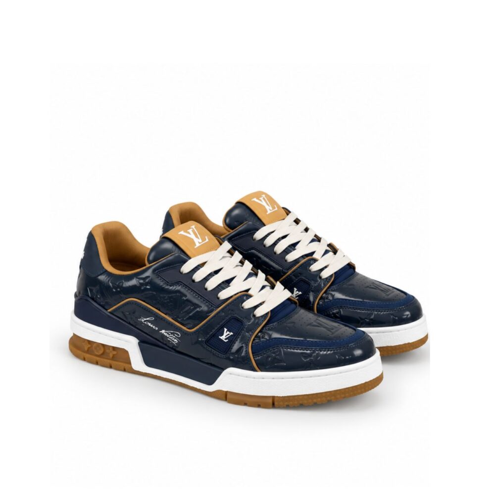 Louis Vuitton LV Trainer Sneaker Monogram Embossed Marine 1AKP8Z