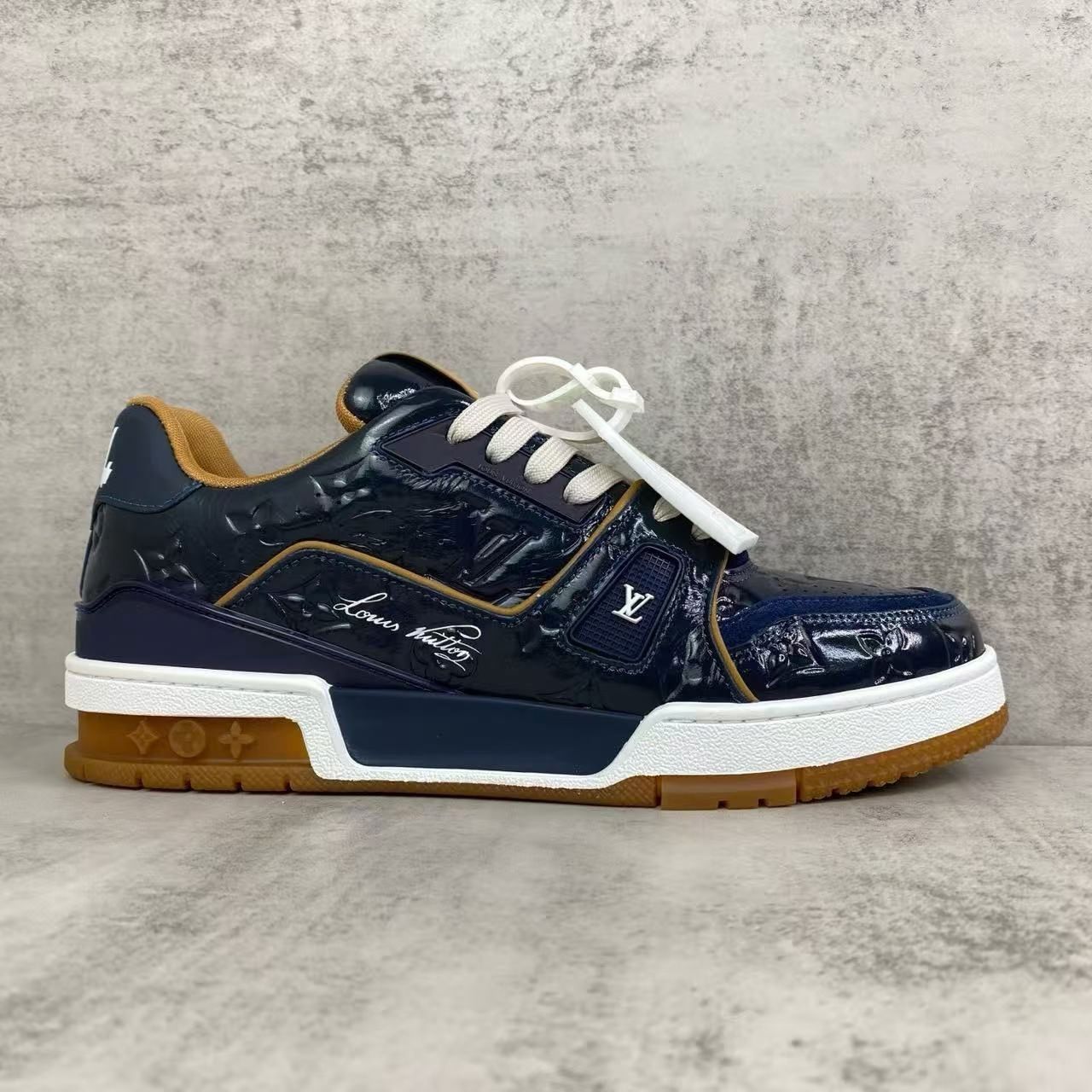 Louis Vuitton LV Trainer Sneaker Monogram Embossed Marine 1AKP8Z - Image 6