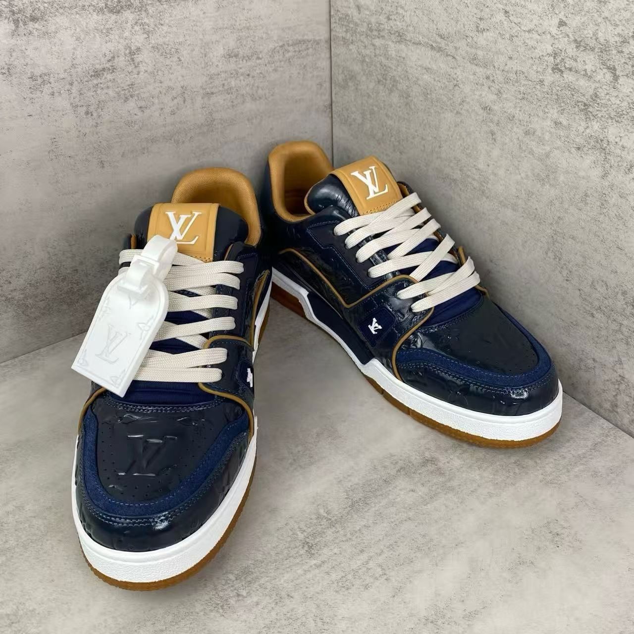 Louis Vuitton LV Trainer Sneaker Monogram Embossed Marine 1AKP8Z - Image 3