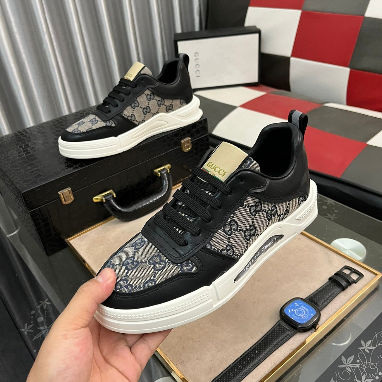 Gucci Re-Web Canvas Sneakers Black - Image 5