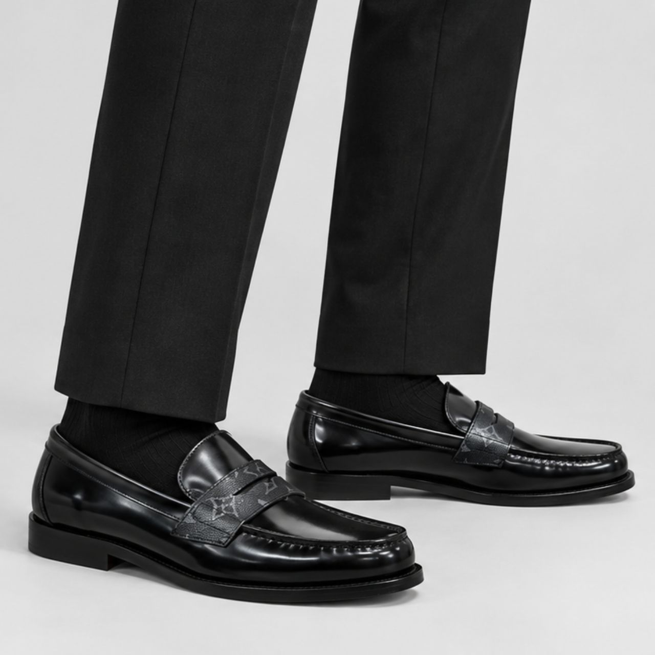 Louis Vuitton Major Loafer Monogram Penny Strap Black - Image 2