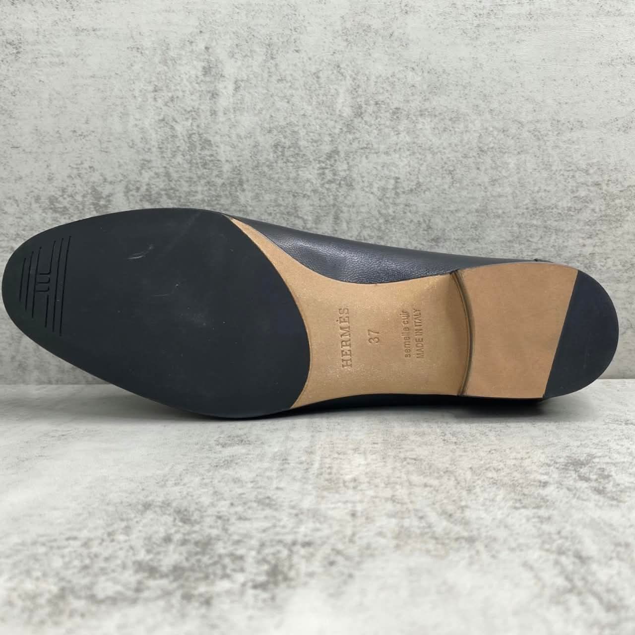 Hermes Paris Loafers H Buckle Black Silver - Image 10