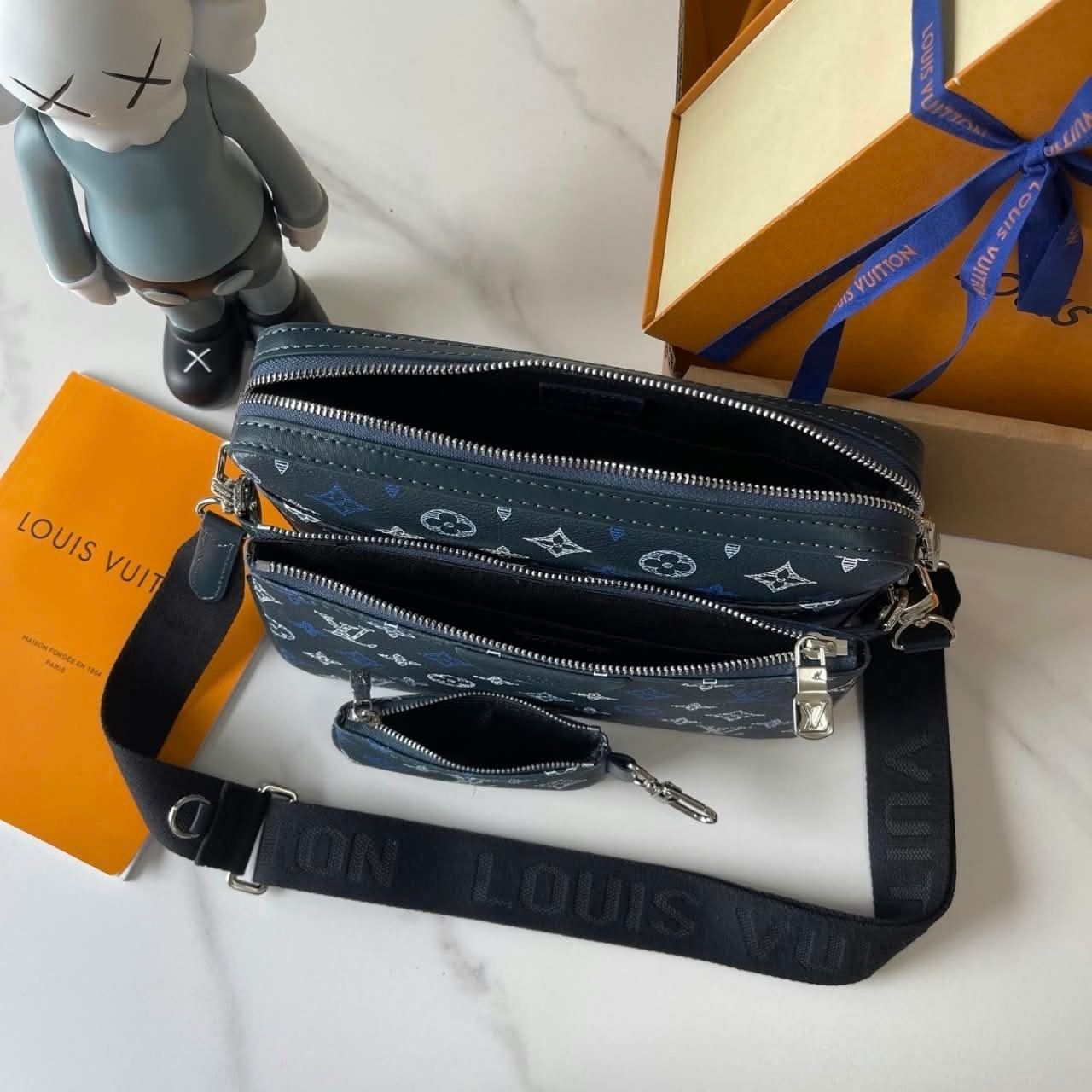 Louis Vuitton Trio Messenger Monogram Shadow Navy Blue 25cm M28618 - Image 5