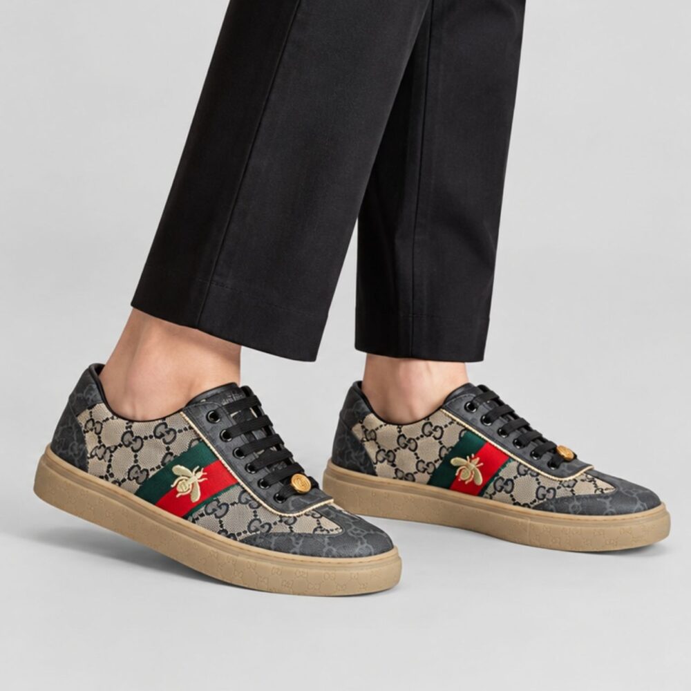 Alternative view of Gucci The North Face GG Monogram Low Top Sneakers Dark Grey