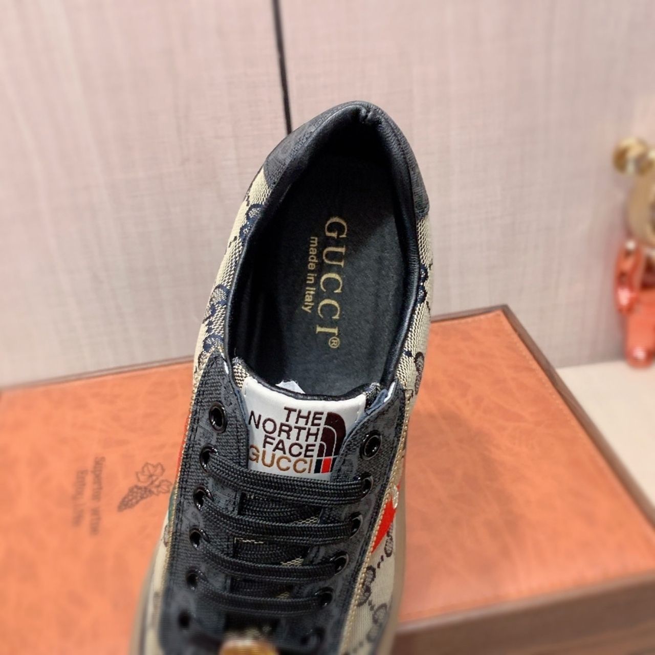 Gucci The North Face GG Monogram Low Top Sneakers Dark Grey - Image 7