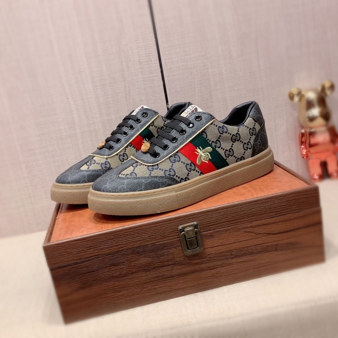 Gucci The North Face GG Monogram Low Top Sneakers Dark Grey - Image 4