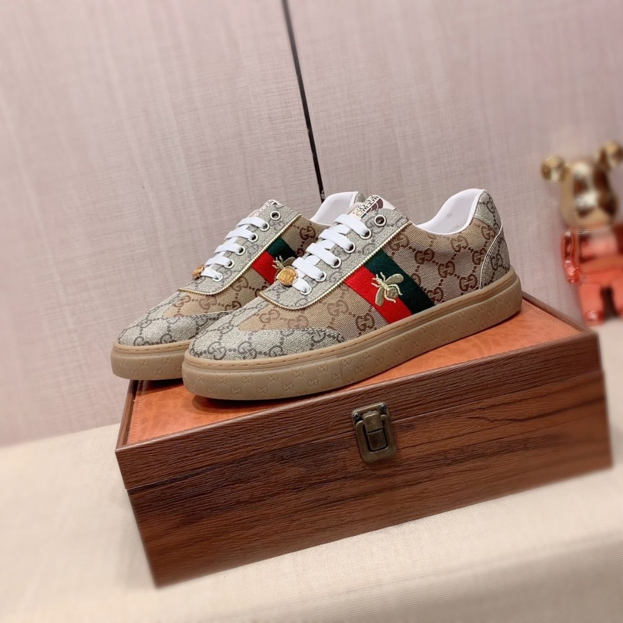 Gucci The North Face GG Monogram Low Top Sneakers Beige Brown - Image 4