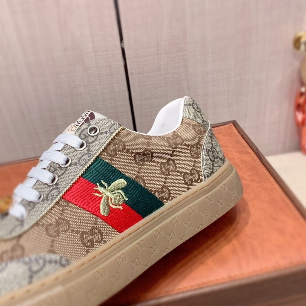 Gucci The North Face GG Monogram Low Top Sneakers Beige Brown - Image 6