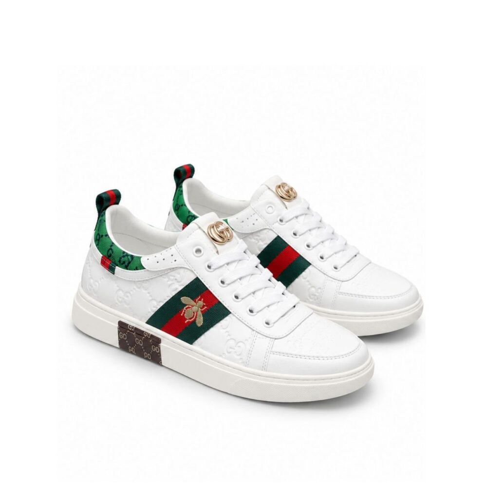 Gucci Ace Embroidered Sneaker Leather With Bee White
