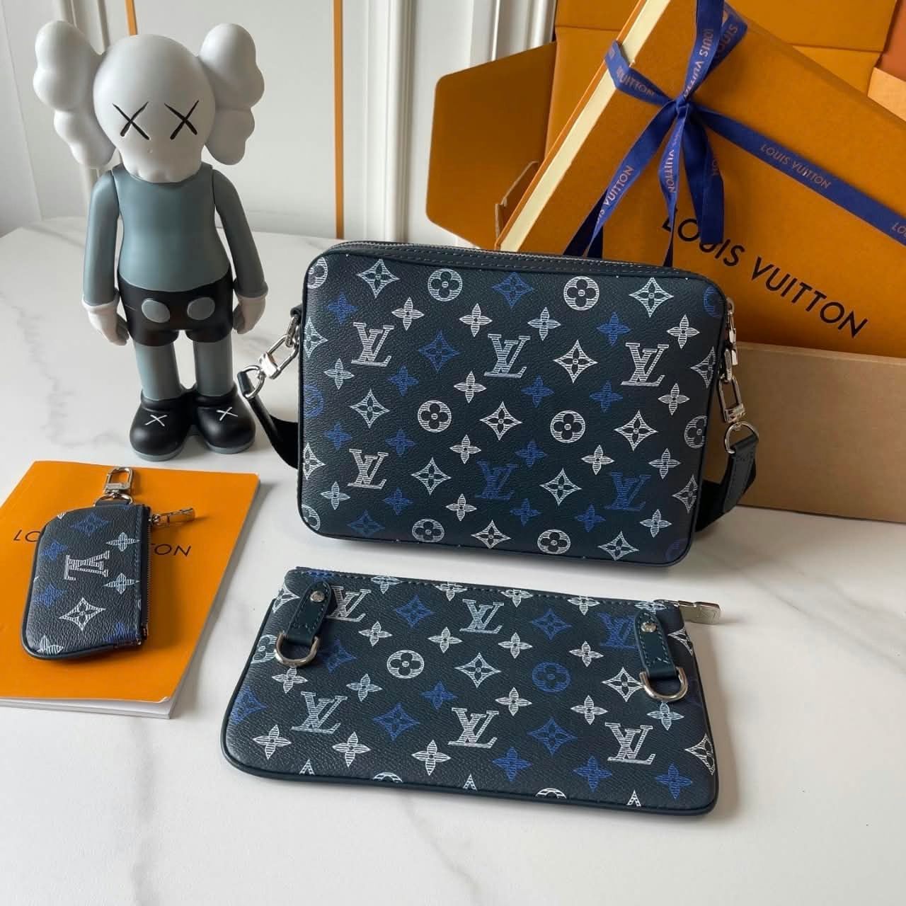 Louis Vuitton Trio Messenger Monogram Shadow Navy Blue 25cm M28618 - Image 9