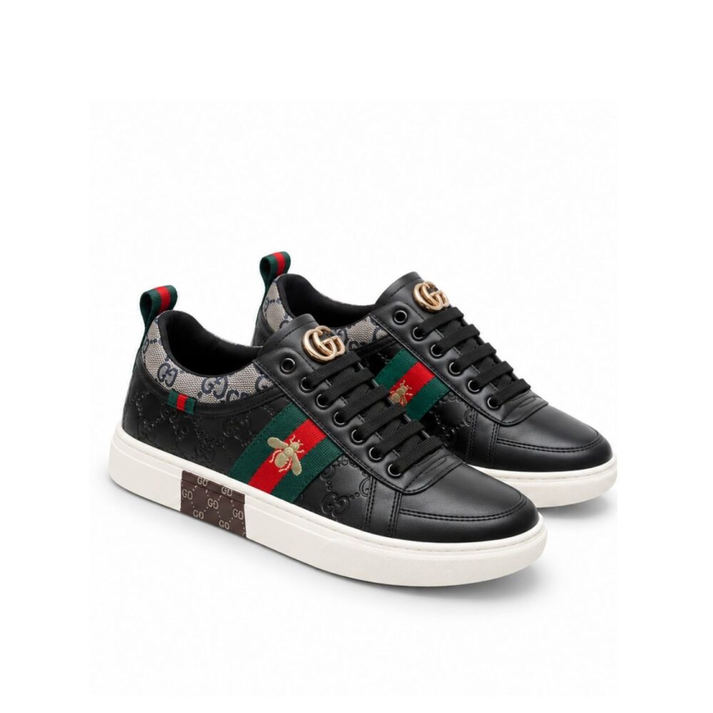 Gucci Ace Embroidered Sneaker Leather With Bee Black